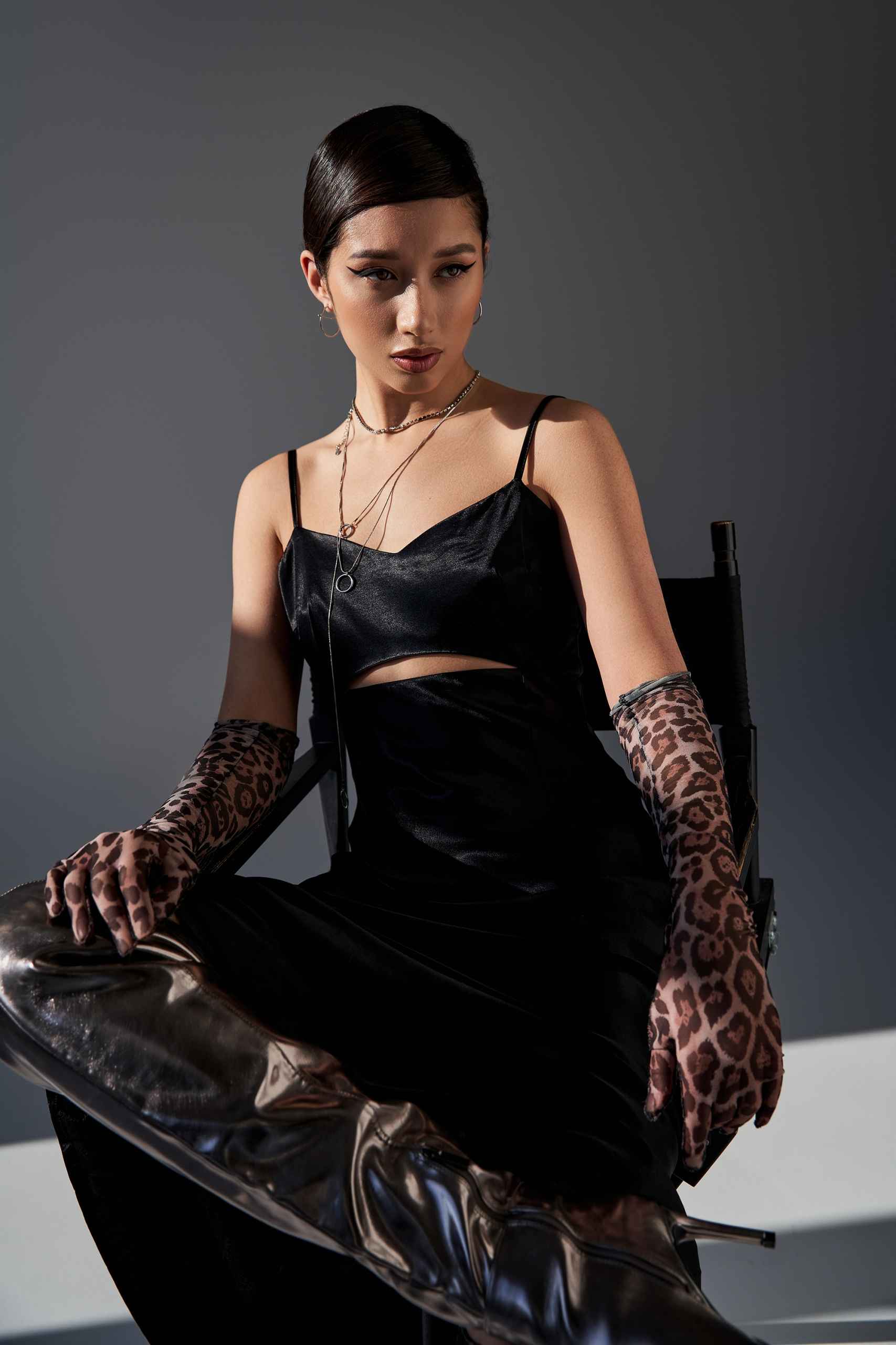 spring fashion concept, young asian woman with bold makeup, brun